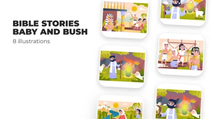 Bible Stories Baby And Bush Illustration Pack