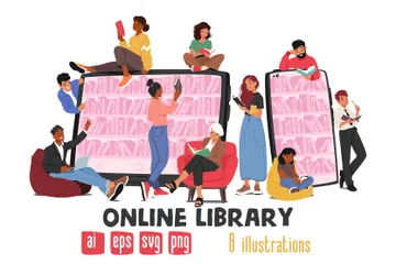 Biblioteca on-line Pacote de Ilustrações