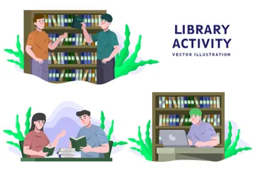 Bibliotheksaktivität Illustrationspack