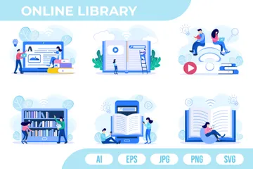 Bibliothèque en ligne Pack d'Illustrations