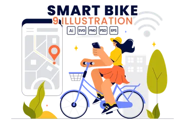 Bicicleta de tecnologia inteligente Pacote de Ilustrações