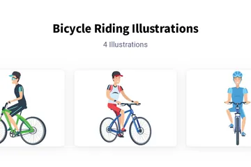 Bicycle Riding Illustration Pack