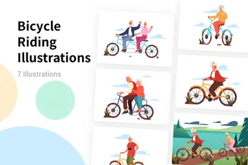 Bicycle Riding Illustration Pack