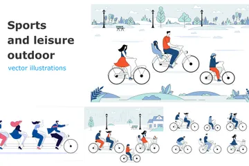 Bicycle Riding Illustration Pack