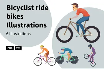 Bicyclist Ride Bikes Illustration Pack