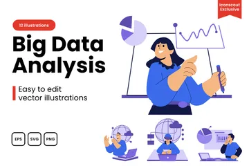 Big Data-Analyse Illustrationspack