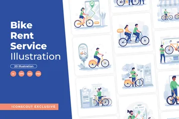 Bike Rent Service Illustration Pack