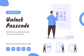 Passcode zum Entsperren Illustrationspack