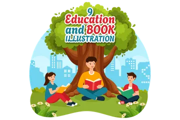 Bildung und Bücher Illustration Illustrationspack