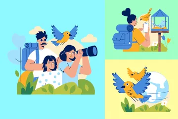 Birdwatching Illustration Pack