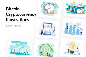 Crypto-monnaie Bitcoin Pack d'Illustrations