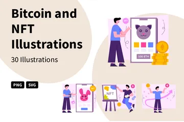 Bitcoin e NFT Pacote de Ilustrações