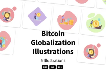 Mondialisation du Bitcoin Pack d'Illustrations