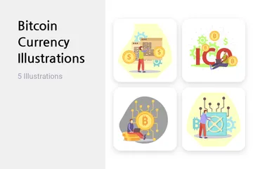Bitcoin-Währung Illustrationspack
