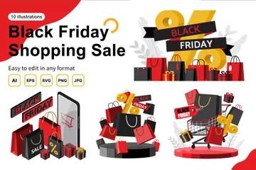 Black Friday-Shopping-Angebot Illustrationspack