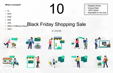 Black Friday Shopping Sale Illustration Pack