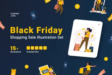 Black Friday Shopping Sale Illustration Pack