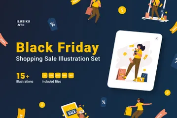 Vente d'achats du vendredi noir Pack d'Illustrations