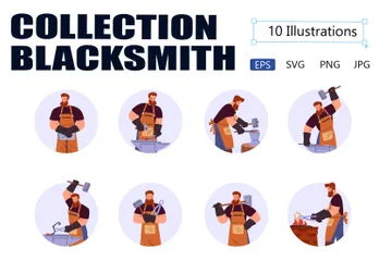 Blacksmith Worker Illustration Pack