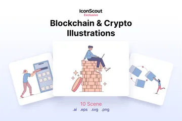 Blockchain e criptografia Pacote de Ilustrações