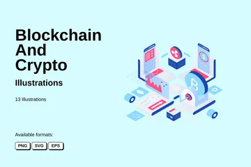 Blockchain e criptografia Pacote de Ilustrações