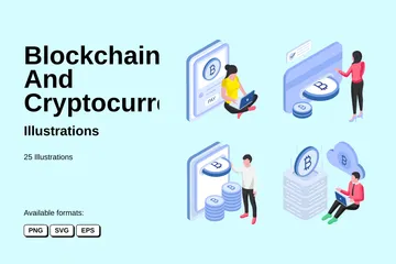 Blockchain e criptomoeda Pacote de Ilustrações