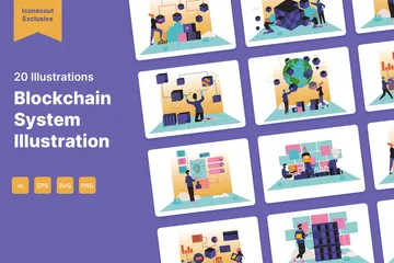 Blockchain System Illustration Pack