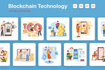 Blockchain-Technologie Illustrationspack