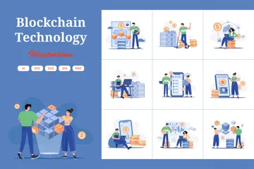 Blockchain Technology Illustration Pack