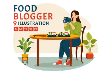 Blogger de comida Paquete de Ilustraciones