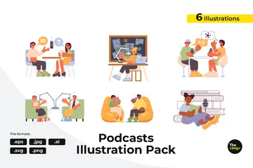 Blogging Podcasting Illustration Pack