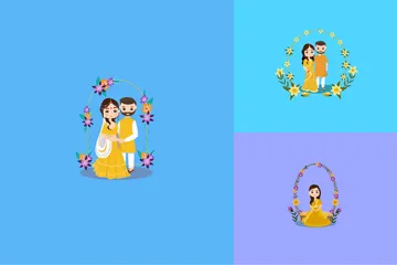 Boda Haldi Paquete de Ilustraciones