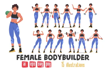 Bodybuilderin Illustrationspack