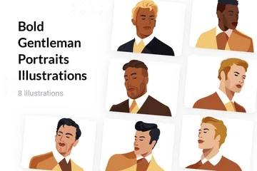 Bold Gentleman Portraits Illustration Pack