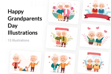 Bonne fête des grands-parents Pack d'Illustrations