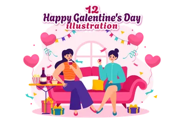 Bonne fête Galentine Pack d'Illustrations