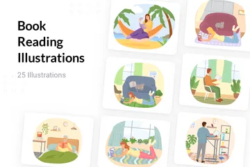 Book Reading Illustration Pack