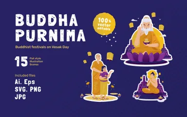 Bouddha Purnima Pack d'Illustrations