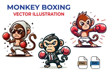 Macaco Boxe Pacote de Ilustrações