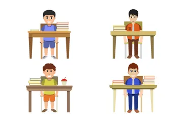 Boy At School Illustration Pack