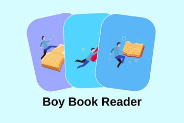 Boy Book Reader Illustration Pack