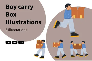 Boy Carry Box Illustration Pack
