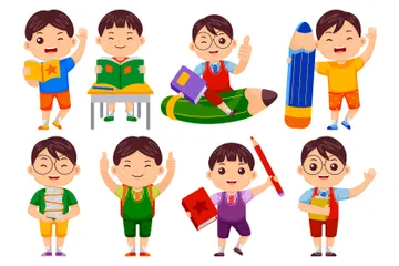 Boy Kids Back To School Illustration Pack