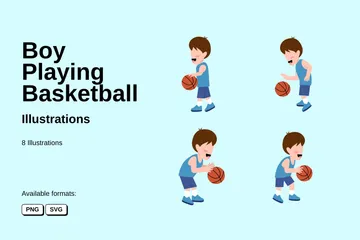 Boy Playing Basketball Illustration Pack