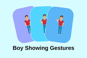 Boy Showing Gestures Illustration Pack