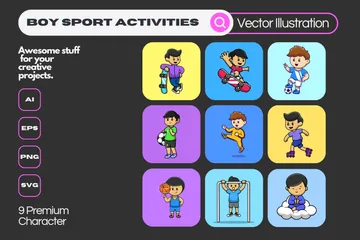 Boy Sport Activities Illustration Pack