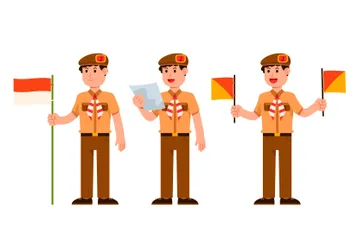 Braune Scout-Uniform Illustrationspack