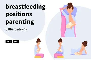 Breastfeeding Positions Parenting Women Illustration Pack