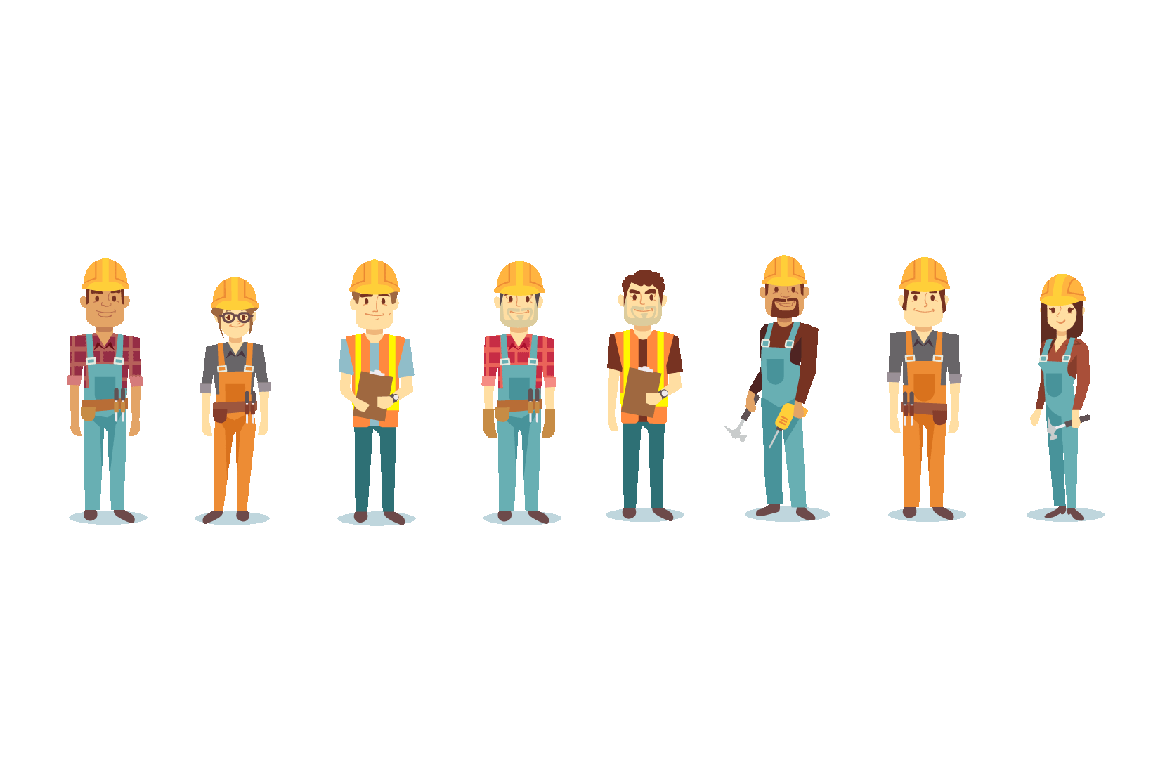 Builder Contractor Illustration Pack 8 People Illustrations Svg