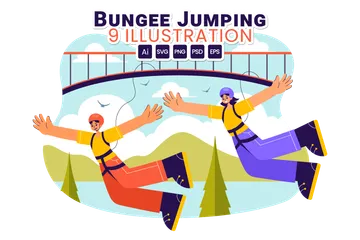 Bungee Jumping Esporte Pacote de Ilustrações